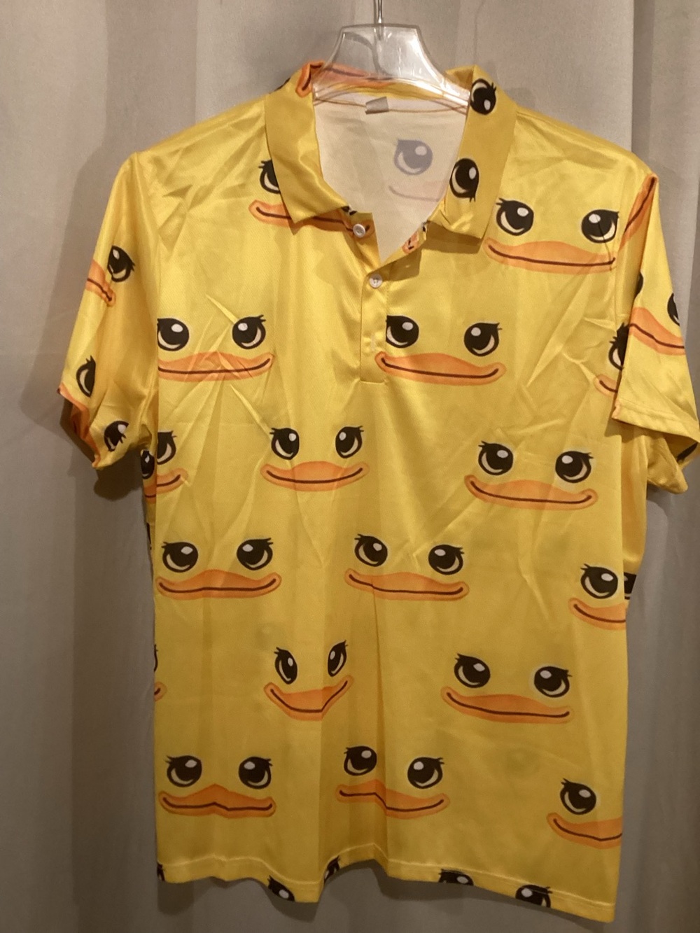 Yellow Duck-Print Polo Shirt for Men